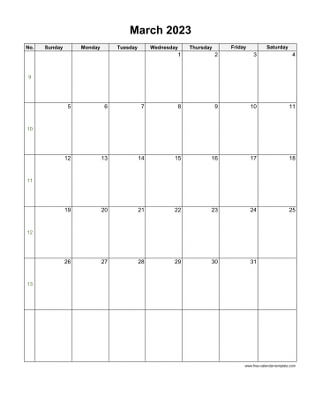 march 2023 calendar holidays vertical