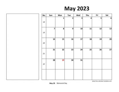 may 2023 calendar boxnotes horizontal