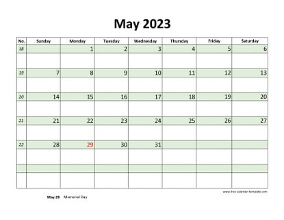 may 2023 calendar daycolored horizontal