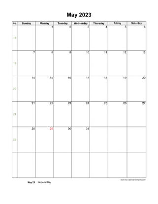 may 2023 calendar holidays vertical