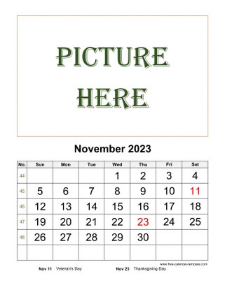 november 2023 calendar picture vertical