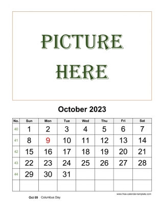 october 2023 calendar picture vertical