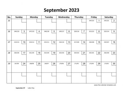 september 2023 calendar checkboxes horizontal