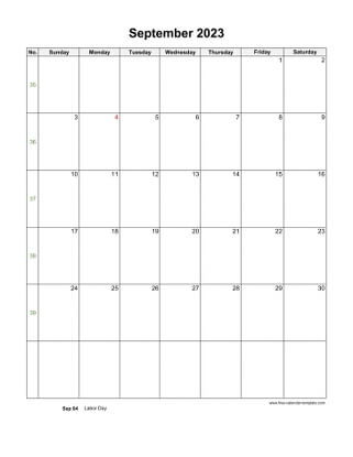 september 2023 calendar holidays vertical