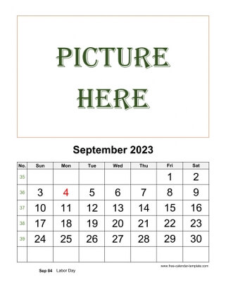 september 2023 calendar picture vertical