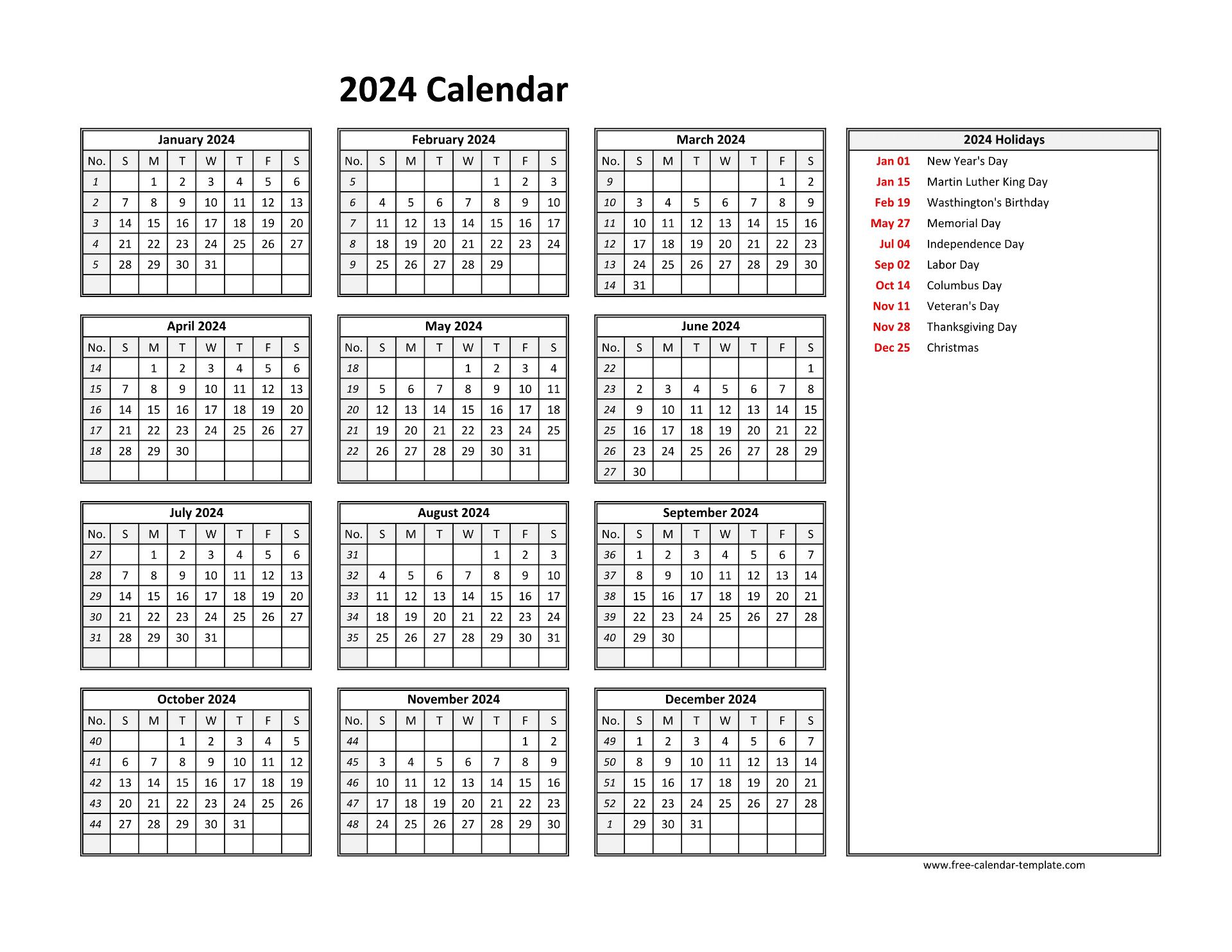 2024 Printable Calendar One Page Word Count Pdf Jada Rhonda