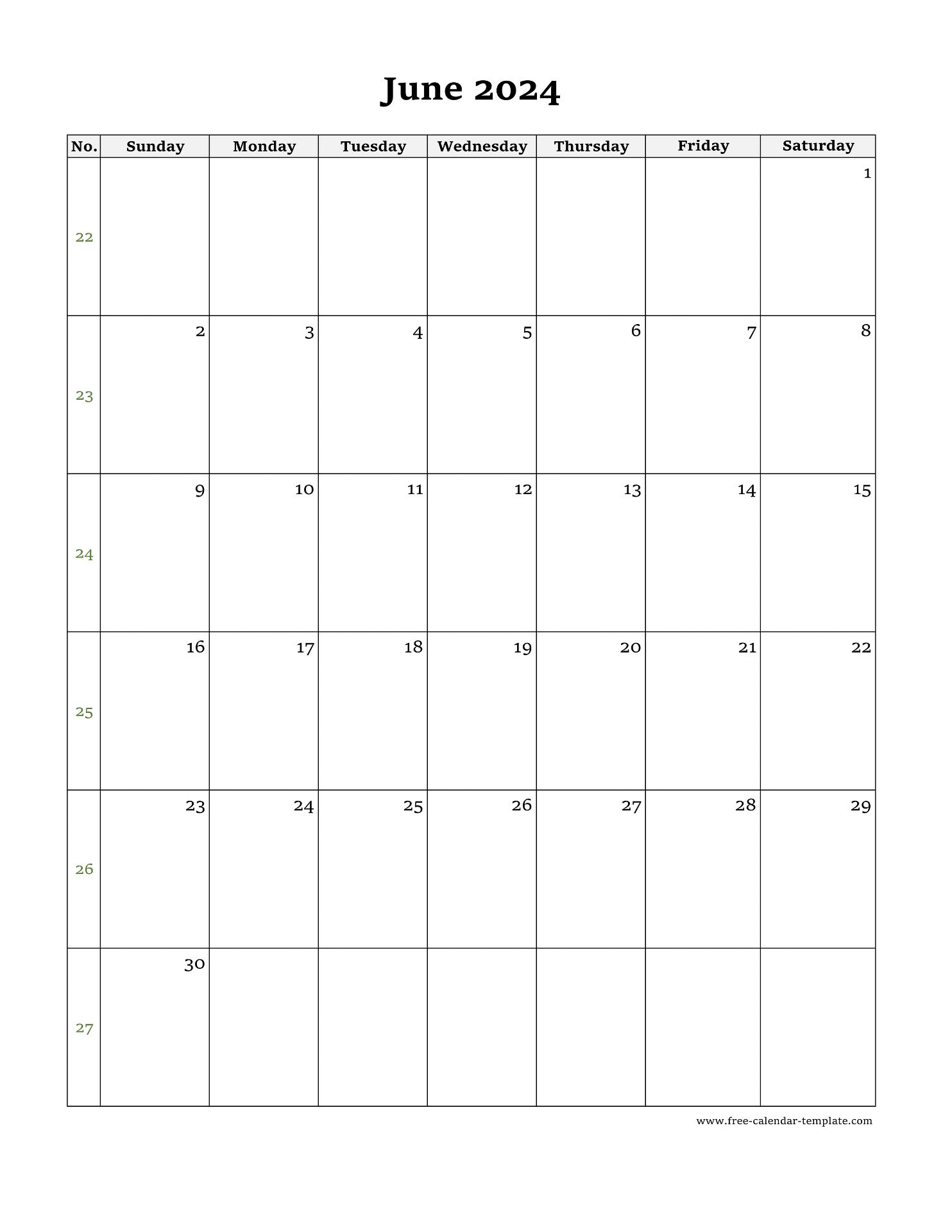 June 2024 Calendar Printable Template Nessy Adelaida