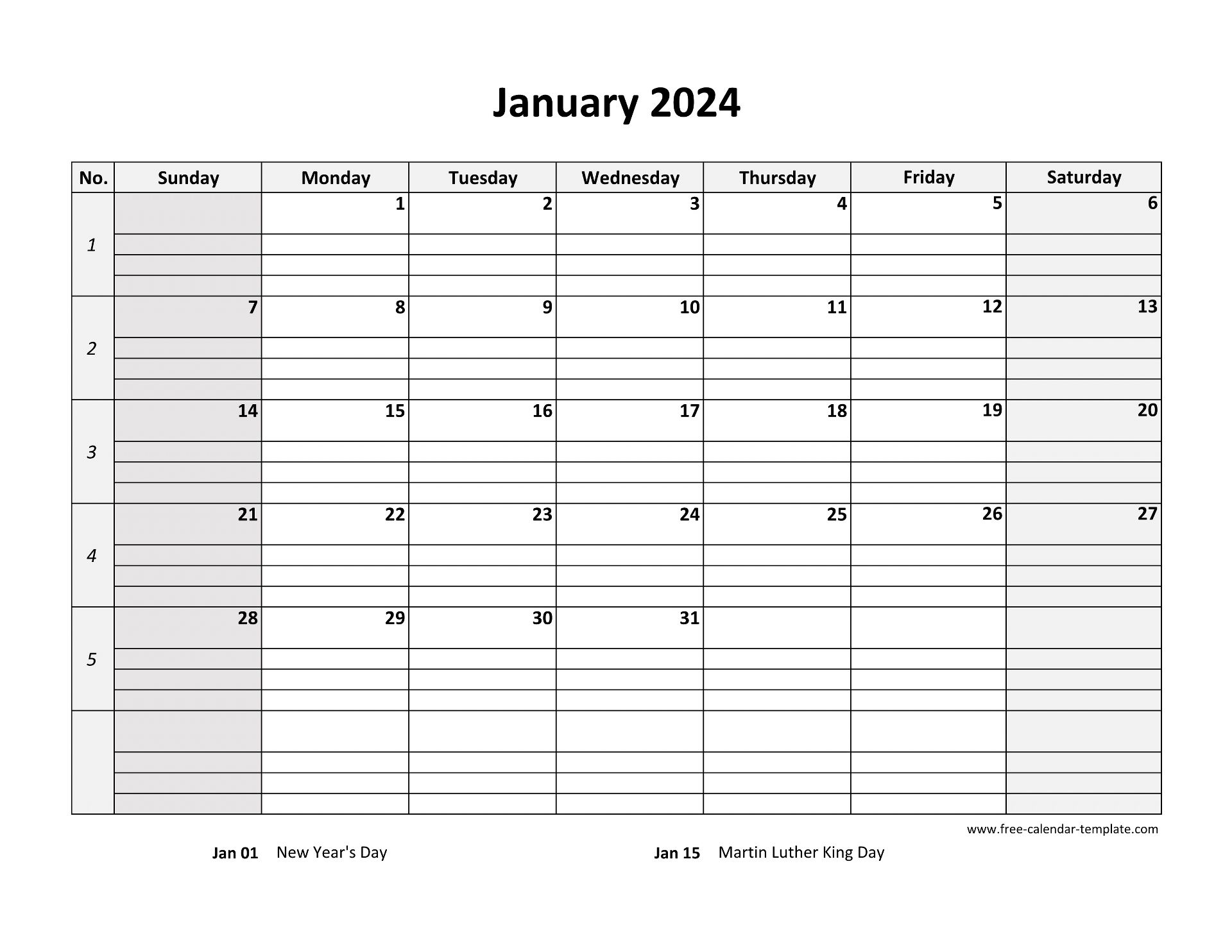 Monthly 2024 Calendar Free Printable With Grid Lines Designed 