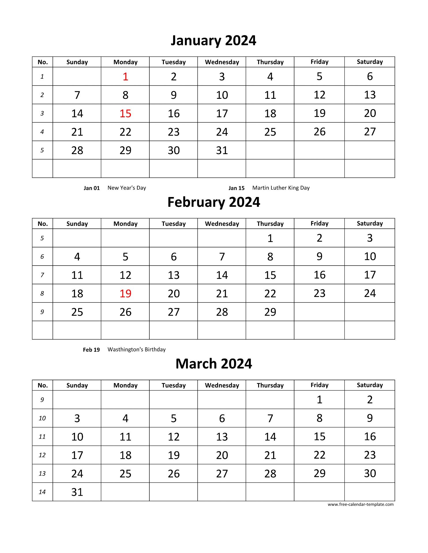2024 Calendar 3 Months Per Page Template Alyce Bernice