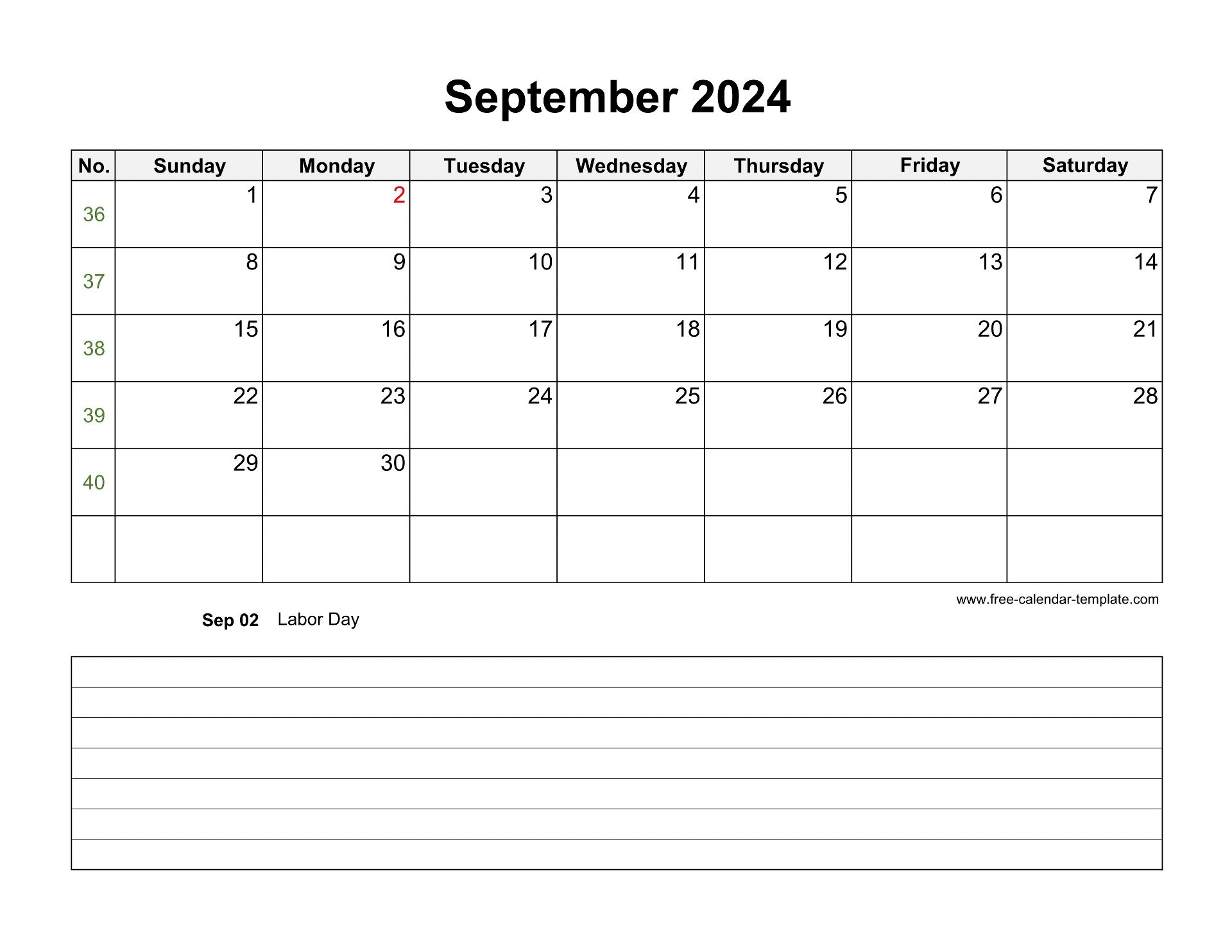 2024 Printable September Calendar with space for appointments