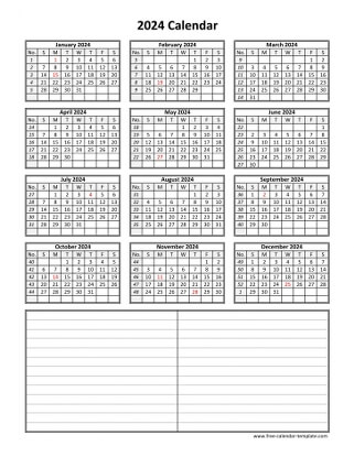 2024 calendar notes vertical