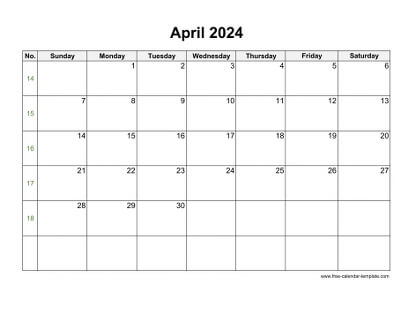 april 2024 calendar