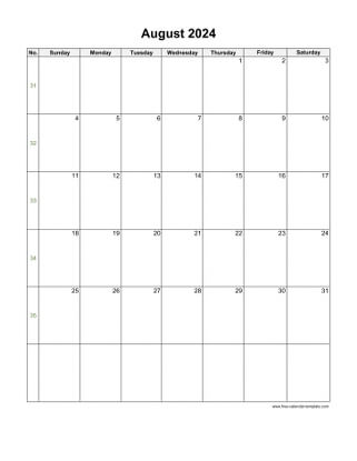 august 2024 calendar holidays vertical