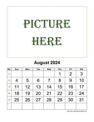 august 2024 calendar picture vertical