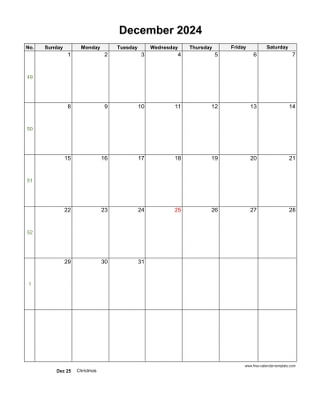 december 2024 calendar holidays vertical