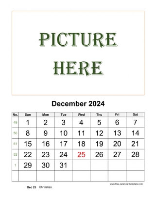 december 2024 calendar picture vertical