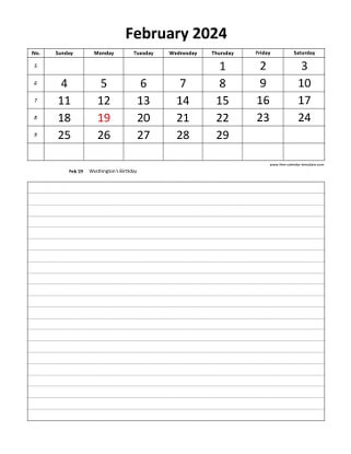 february 2024 calendar daily notes vertical