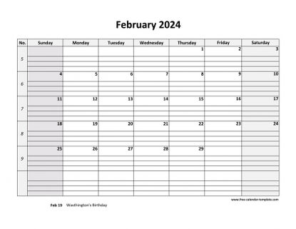february 2024 calendar daygrid horizontal