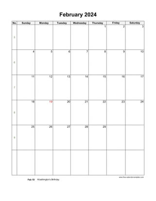 february 2024 calendar holidays vertical