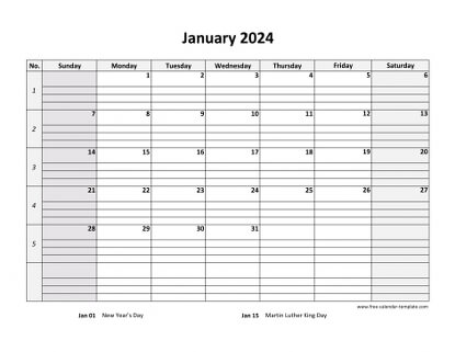 january 2024 calendar daygrid horizontal