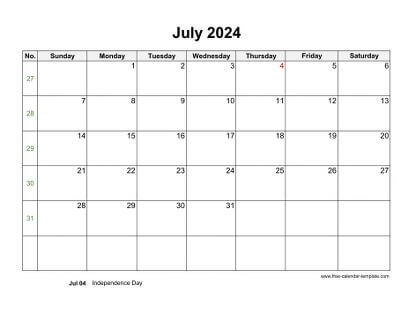 july 2024 calendar holidays horizontal