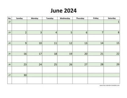 june 2024 calendar daycolored horizontal
