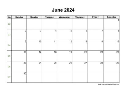 june 2024 calendar holidays horizontal