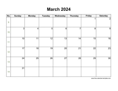 march 2024 calendar holidays horizontal