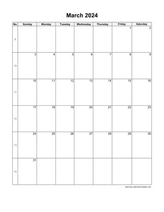 march 2024 calendar holidays vertical