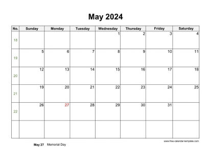may 2024 calendar holidays horizontal