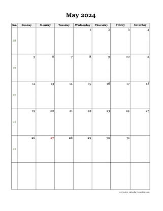 may 2024 calendar simple vertical