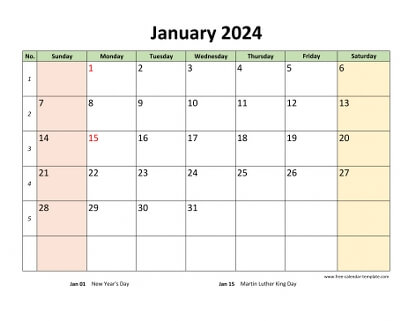 Printable Monthly Calendar 2024 | Free-calendar-template.com
