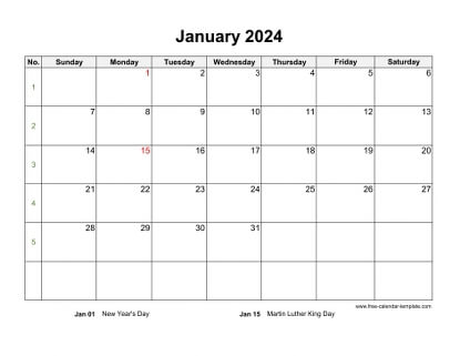 2024 Printable Monthly Calendar with space for appointments (horizontal ...