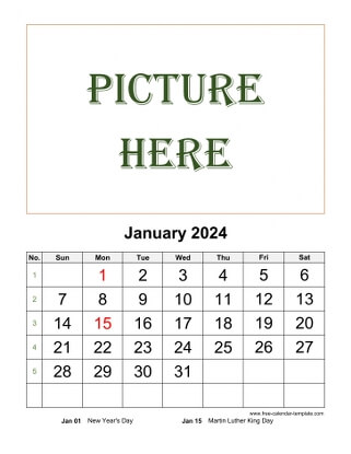 Printable Monthly Calendar 2024 | Free-calendar-template.com Printable Monthly Calendar 2024 | Free-calendar-template.com