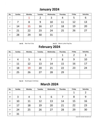 Printable Monthly Calendar 2024 | Free-calendar-template.com