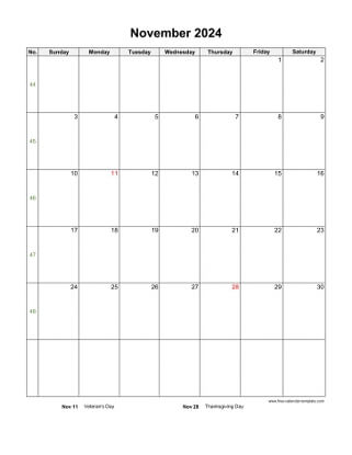 november 2024 calendar holidays vertical