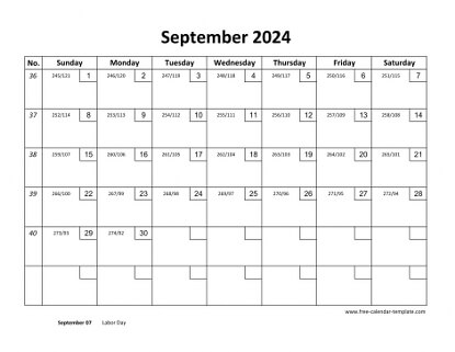 september 2024 calendar checkboxes horizontal