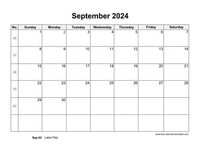 september 2024 calendar holidays horizontal