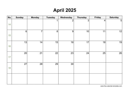 april 2025 calendar holidays horizontal
