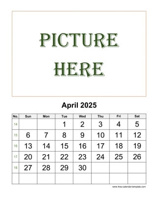 april 2025 calendar picture vertical