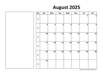 august 2025 calendar boxnotes horizontal