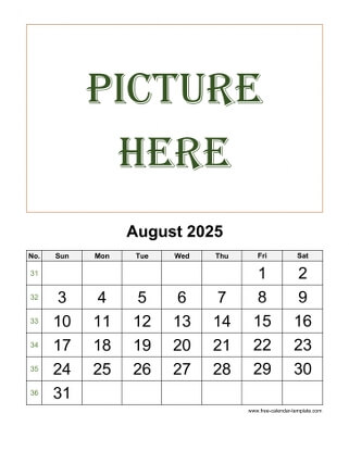 august 2025 calendar picture vertical