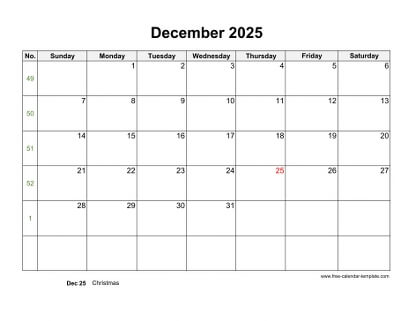 december 2025 calendar holidays horizontal