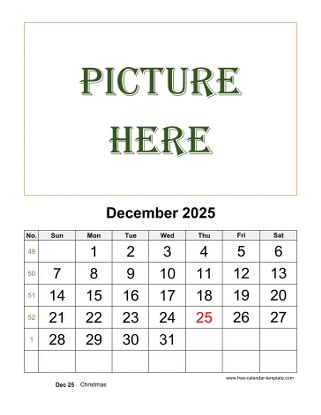 december 2025 calendar picture vertical