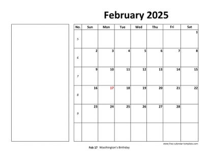 february 2025 calendar boxnotes horizontal