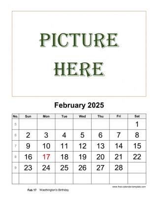 february 2025 calendar picture vertical