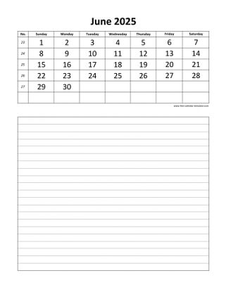 june 2025 calendar daily notes vertical