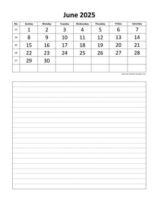 june 2025 calendar daily notes vertical