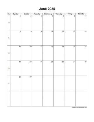 june 2025 calendar holidays vertical