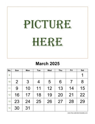 march 2025 calendar picture vertical